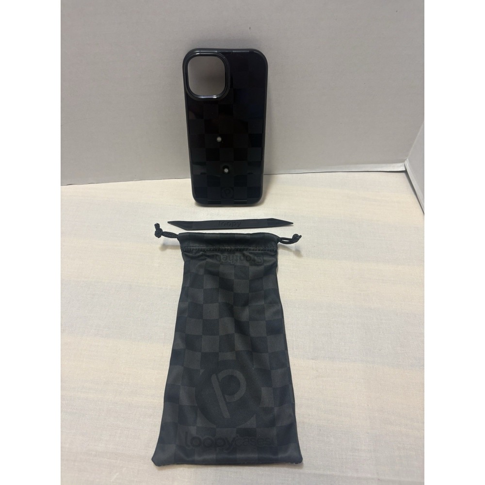Loopy Phone Case For iPhone Righty (6.1" Screen - Regular) Checkered W/ Bag